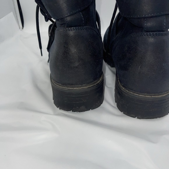 Cliffs by White Mountain Boots Womens 10 M Marlee Combat Navy Blue Buckle Lace - Picture 6 of 9